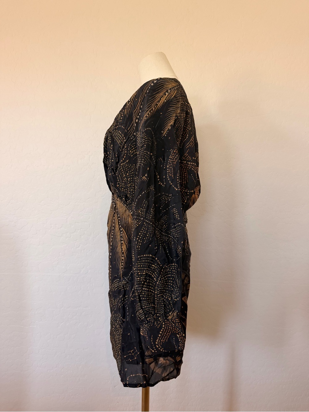 FARM Rio Black Golden Foliage Mini Dress. Size medium - Picture 7 of 10
